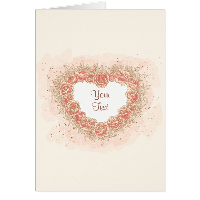 Cartão Coração Grunge Rosa Peach (Frente)