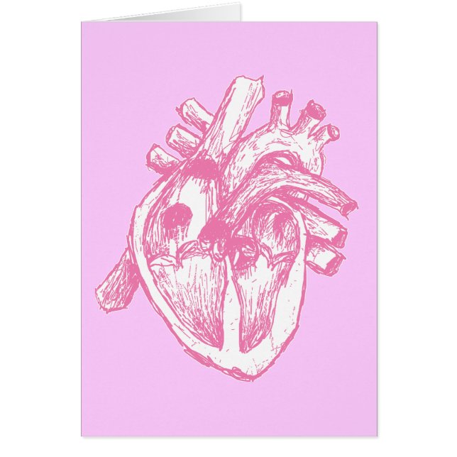 Cartão Coração humano cor-de-rosa (Frente)