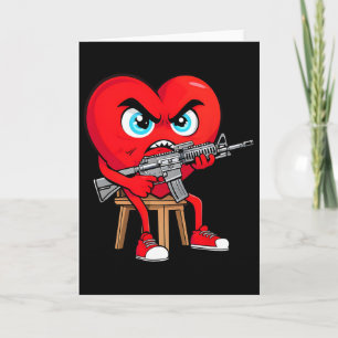 Cartão Coração Irritado Anti-Valentão Arma Feliz Dia dos