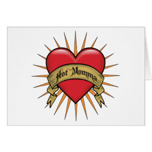 Cartão Coração Momma quente do tatuagem
