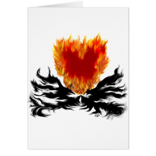 Cartão Coração nas Chamas (Frente)