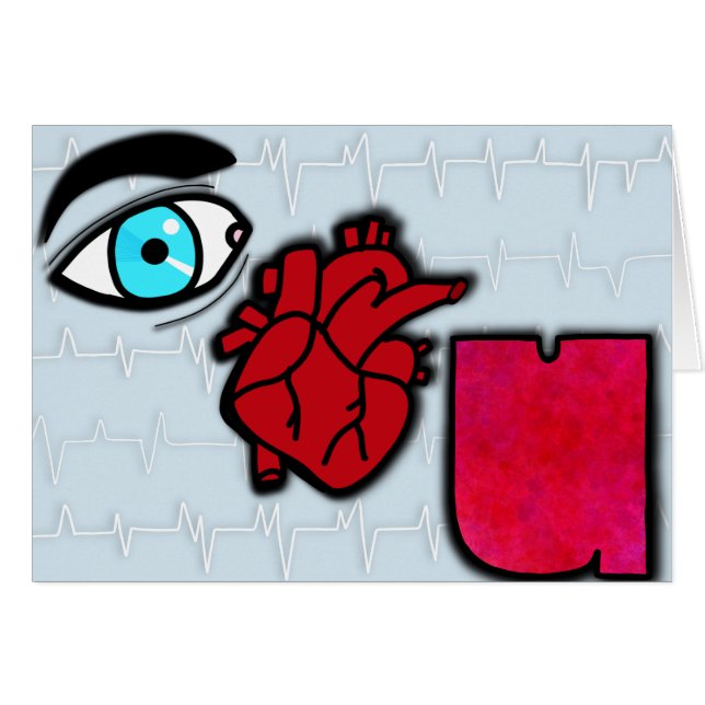 Cartão Coração Ocular U (Dentro de Vazio) (Frente Horizontal)