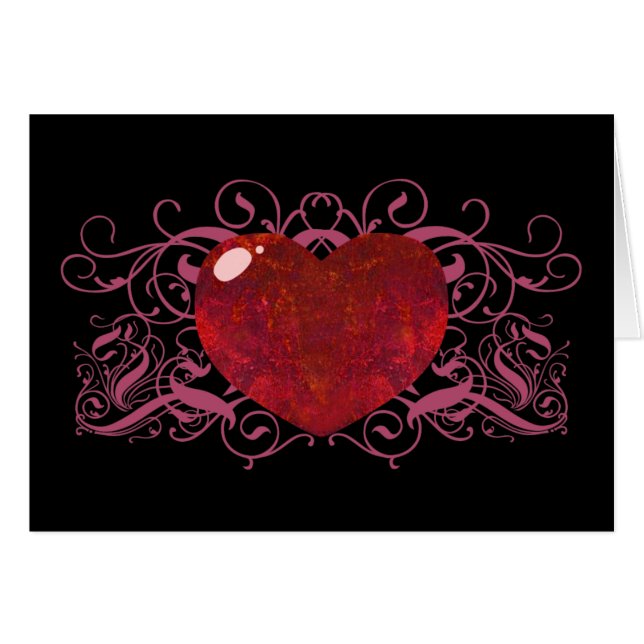 Cartão Coração Opal de Fogo (Frente Horizontal)