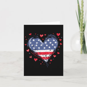 Cartão Coração Patriótica Americana de Bandeira Cuta 4ª M