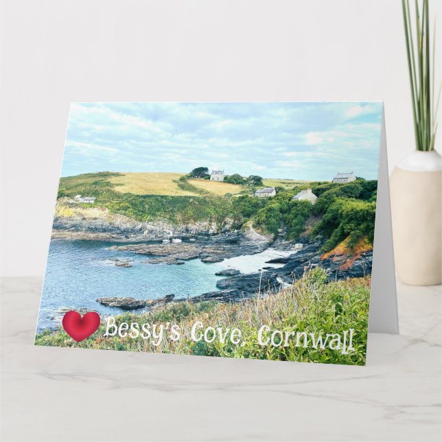 Cartão Coração Personalizado Bessys Cove Penzance Cornual (Frente)