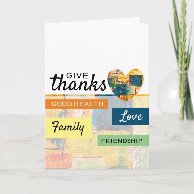 Cartão Coração Pintado, Ação de Graças (Frente)