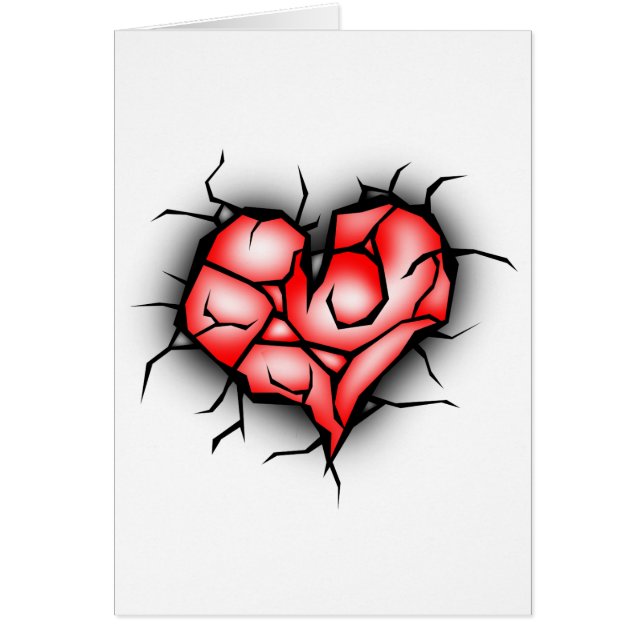 Cartão Coração Quebrado e Quebrado (Frente)