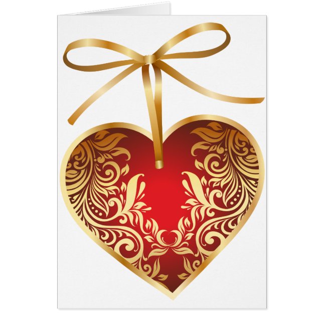 Cartão Coração Red Damask (Frente)