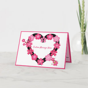 Cartão Coração Romântico Flores Rosa