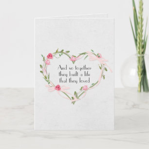 Cartão Coração Rosa de Casamento Rosa