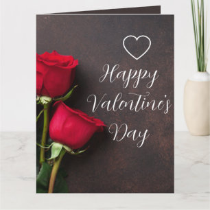 Cartão Coração Rosa Vermelho Marrom Brilhante Linda Valen