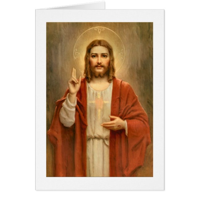 Cartão Coração Sagrado com Halo (Frente)