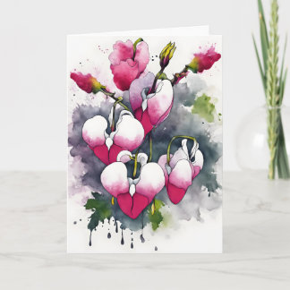Cartão Coração Sangrando - Flores de Aquarela