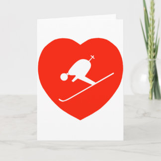 Cartão Coração vermelho de esqui do amor