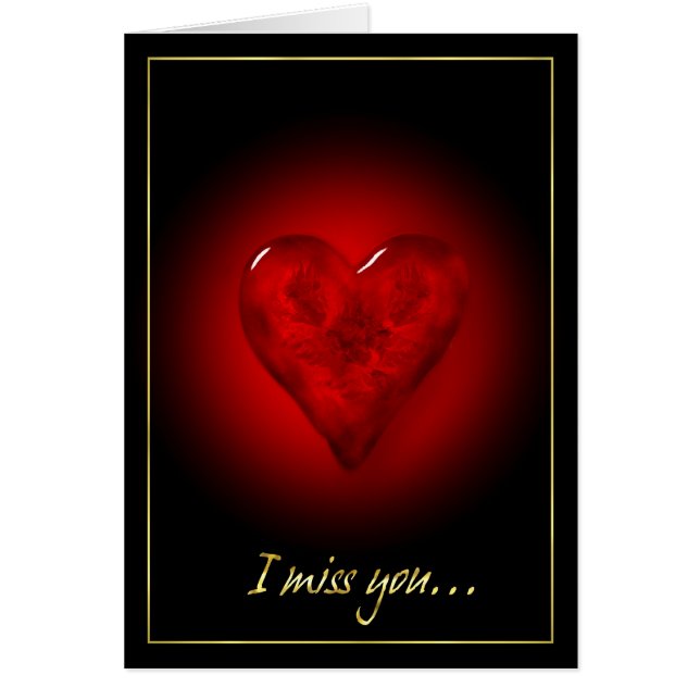 Cartão Coração vermelho pintado de vidro (Frente)