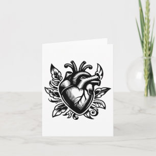 Cartão Coração Vintage Amor à Antiga Estilo de Tatuagem V