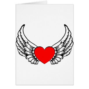 Cartão Coração voado vermelho