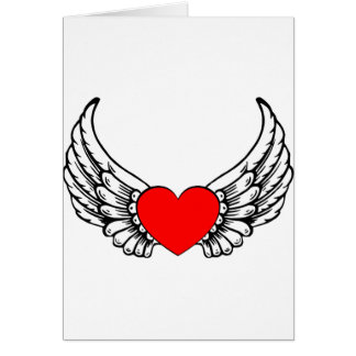 Cartão Coração voado vermelho