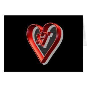 Cartão Corações 3D Vermelhos