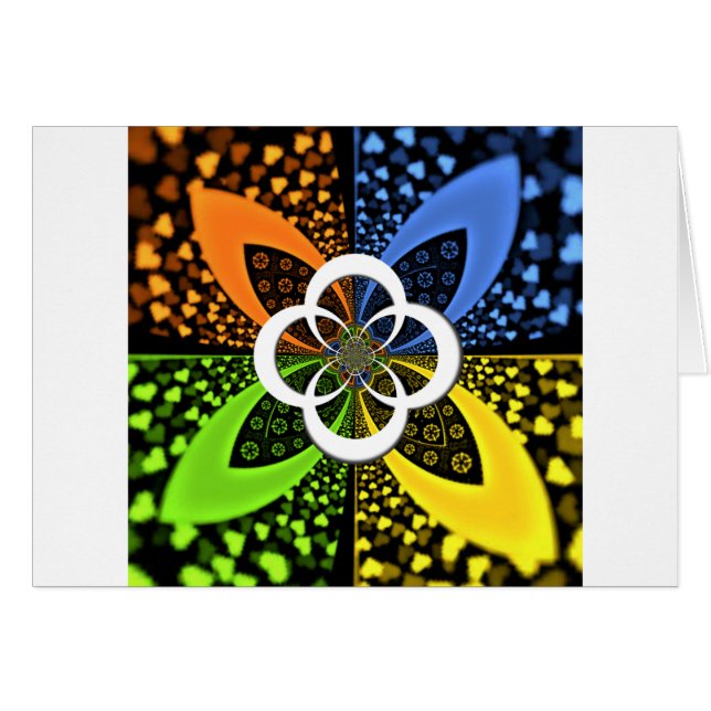 Cartão Corações amarelo azul iridescentes (Frente Horizontal)