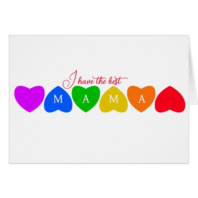 Cartão Corações Arco-íris personalizados Mamãe (Frente Horizontal)