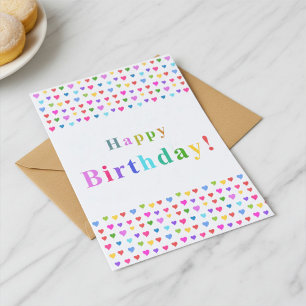 Cartão Corações Coloridos e Galantes Feliz Aniversário