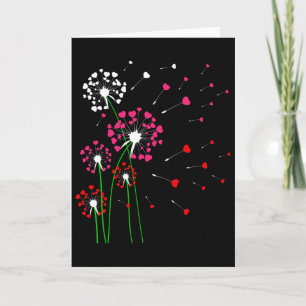 Cartão Corações Dandelions Flores Amante Dia dos Namorado