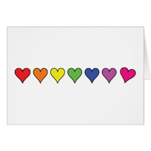 Cartão Corações de 7 cores