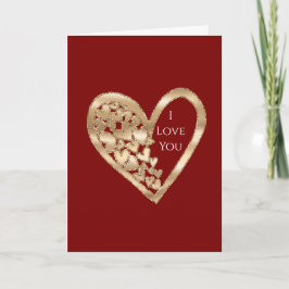 Cartão Corações de Amor Dourado Vermelho