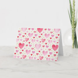 Cartão Corações de Aquarela em Quartzo Rosa