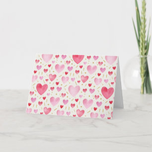 Cartão Corações de Aquarela em Quartzo Rosa