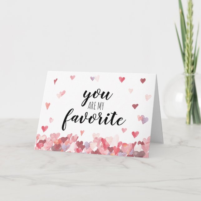Cartão Corações de Aquarela Você É Meu Valentines Favorit (Frente)