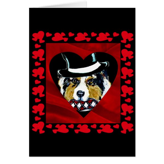 Cartão Corações de Australian Shepherd (Frente)