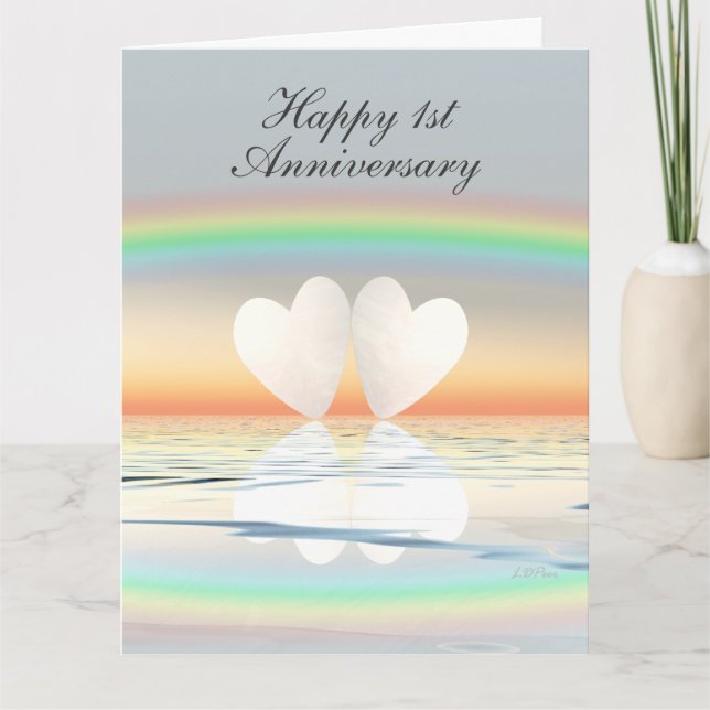 Cartão Corações de Papel de Aniversário de 1rua (Frente)