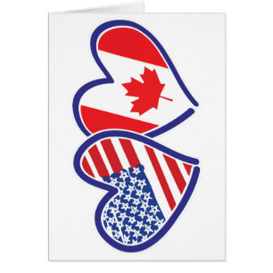 Cartão Corações de Sinalizador Canadiano e Americano