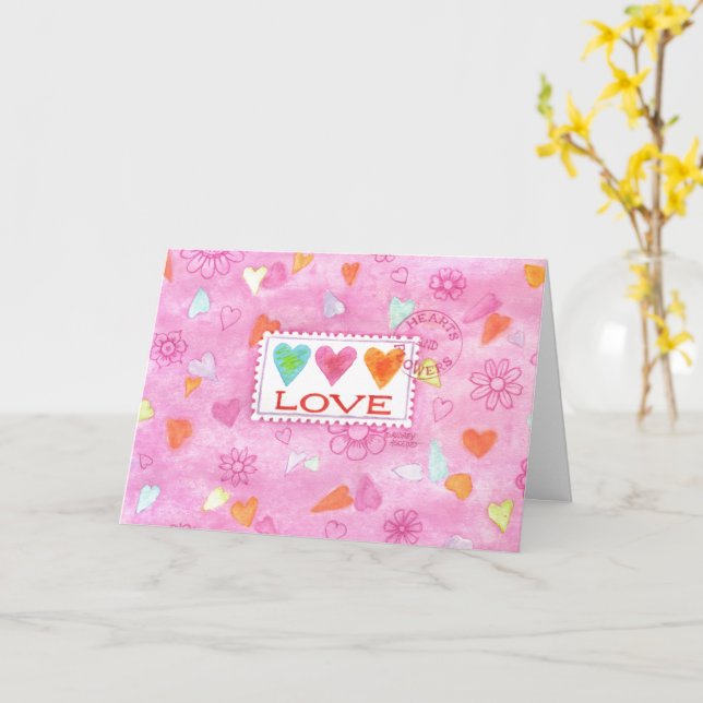 Cartão Corações dias de os namorados Enviando Cartaz de D (Flor Amarela)