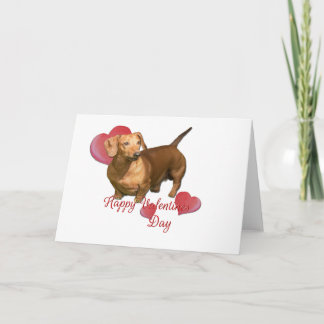 Cartão Corações do Dia de os namorados de Dachshund Verme