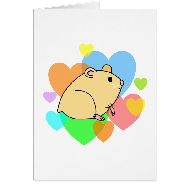 Cartão Corações do hamster (Frente)