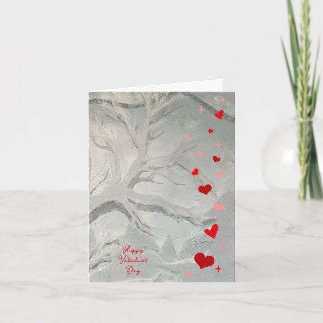 Cartão Corações e Estrelas do feliz dia de os namorados (Frente)