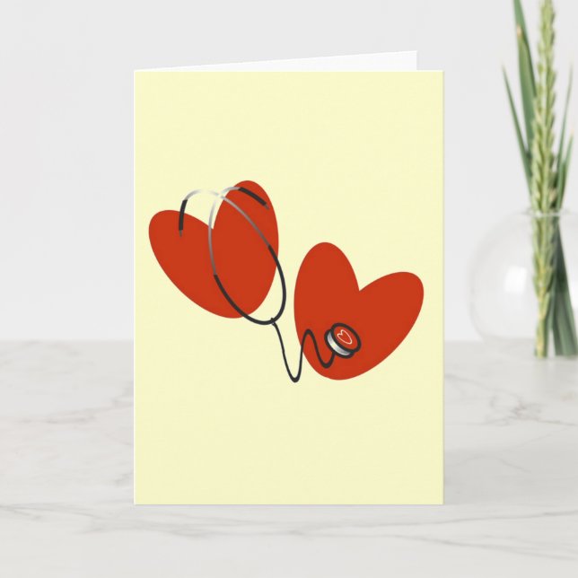 Cartão Corações e T-shirts estetoscópicas e presentes (Frente)