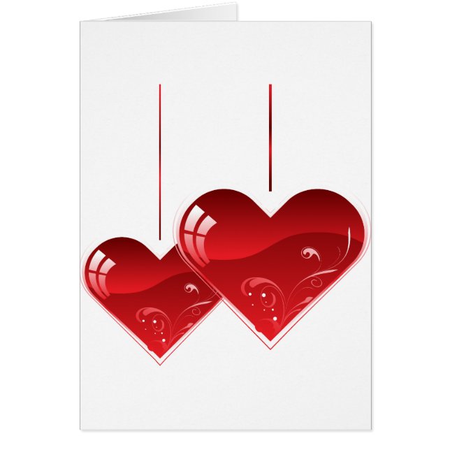 Cartão Corações em uma Corda (Frente)