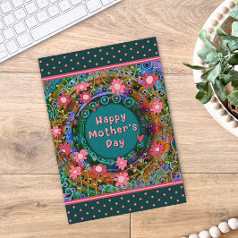 Cartão Corações Florais Bonito Feliz Dia das Mães