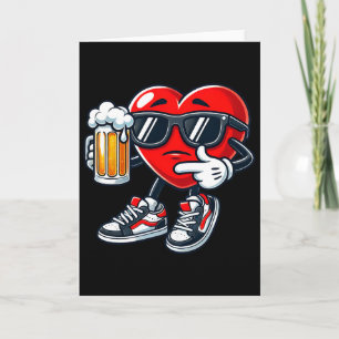 Cartão Corações Kawaii Bebendo Cerveja Dia dos Namorados