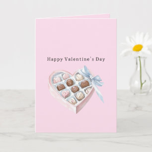 Cartão Corações Marrons de Chocolate Morango Rosa