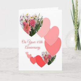 Cartão Corações Personalizados 45º Aniversário de Casamen