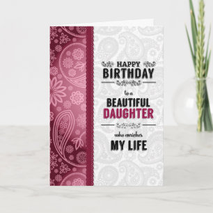 Cartão Corações Rosa de Aniversário e Paisley