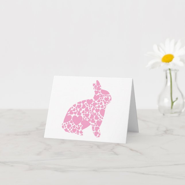Cartão Corações Rosa Eu te amo Coelho (Planta pequena)