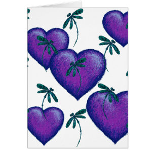Cartão Corações Roxos e Dragões