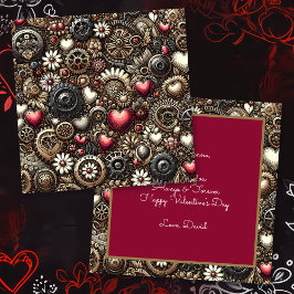 Cartão Corações Steampunk Personalizados Dia dos Namorado