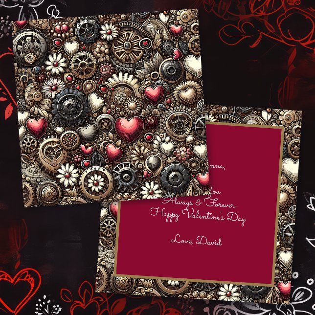 Cartão Corações Steampunk Personalizados Dia dos Namorado (Criador carregado)